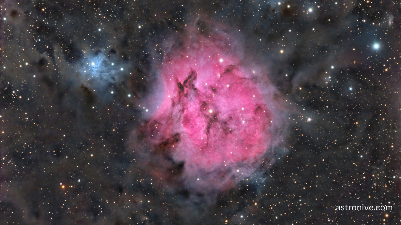 Cocoon Nebula IC 5146 showing red emission nebula and dark dust lanes in Cygnus constellation