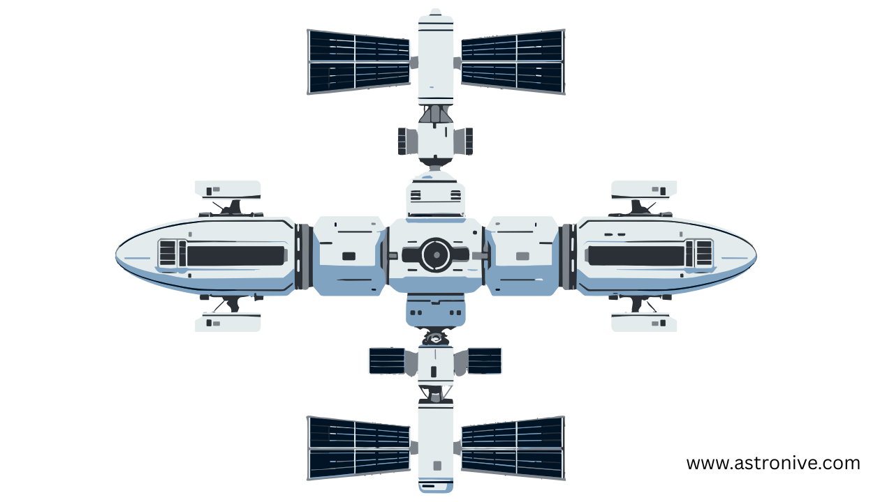 "Illustration of the ISS Down mission showing the International Space Station descending from orbit toward the Pacific Ocean during its planned 2030 deorbit."