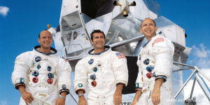 Apollo 12 crew portrait with Charles Conrad, Alan Bean, and Richard Gordon