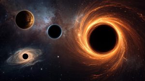 Diagram explaining the types of black holes including stellar, supermassive, and intermediate black holes