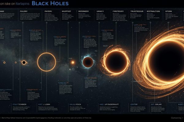 Black hole size comparison chart showing increasing black holes from small to gigantic in space.